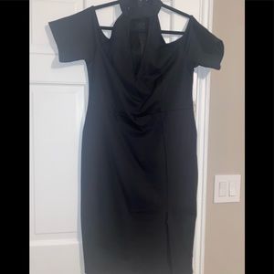 Black cold shoulder/halter dress